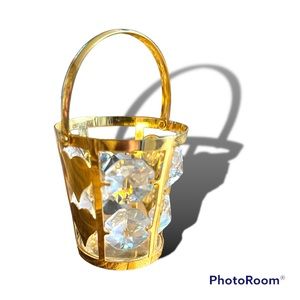 Crystal Bucket Water Pail Vintage 24K GP Christmas Ornament
